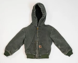 Vintage Carhartt Sandstone Jacket Youth M (8) YYJ130 MOS Moss Green Quilt Lined - Picture 1 of 17