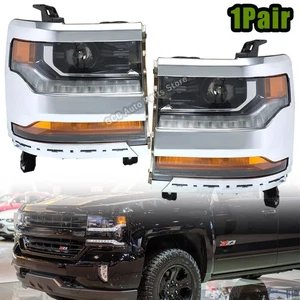 2X HID/Xenon w/ LED DRL  Headlight Projector For Chevy Silverado 1500 2016-2018 - Picture 1 of 16