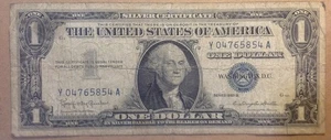 Heavily Circulated US Currency 1957B $1 Silver Certificate Banknote Y04765854A - Picture 1 of 2