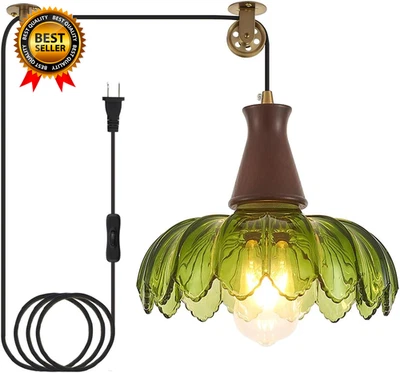 插入式吊坠灯具:悬挂灯塞 Pully 绿色玻璃吊坠  — 第 1/4 张图片