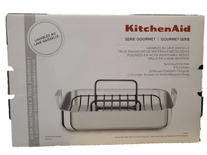 KitchenAid KC1T16RP 16 TriPly Stainless Steel Turkey Roaster Pan Riveted Handles - Picture 1 of 9