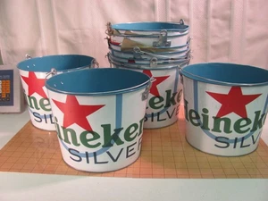 Heineken Silver Ice Beer Bucket with Bottle Opener Handle 9" Man Cave - Picture 1 of 9