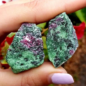 3pcs Raw Rough Ruby Zoisite Natural Stone Metaphysical Chunks Mineral Specimens - Picture 1 of 6