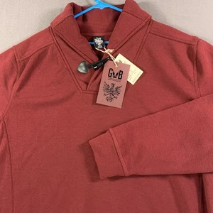 Nuevo Suéter GB Para Hombre 3XL Chal Cuello Borgoña Rojo Manga Larga Pullover Polar - Imagen 1 de 10