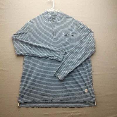 Johnnie O Hang Out 男式蓝色条纹长袖套衫衬衫特大号 — 第 1/4 张图片