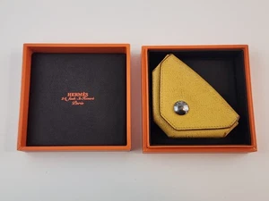 Original HERMES Levain Quatre Geldbörse Münzbörse gelb Druckknopf Epsom Lederetui - Bild 1 von 24