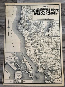 1935 Northwestern Pacific NWP Eisenbahnsystem Karte Wand Poster Dekor  - Bild 1 von 5