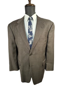 STAFFORD Mens Brown Wool CASHMERE Plaid Pleated 2 Pc Suit 44S Jacket 40x26 Pant - Picture 1 of 14