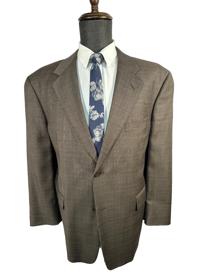 STAFFORD Mens Brown Wool CASHMERE Plaid Pleated 2 Pc Suit 44S Jacket 40x26 Pant - Image 1 of 4