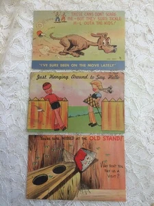 LOT of 3 Cartooned Postcards 1948 &1946 Postmarks from Kansas Various scenes - Picture 1 of 8