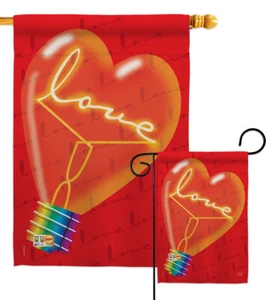 Love Light Bulb Valentines Up Beautiful Romantic Garden House Yard Flag - Picture 1 of 13