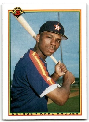 1990 Bowman Baseball Card Karl Rhodes Rookie Houston Astros #79 - Image 1 of 2