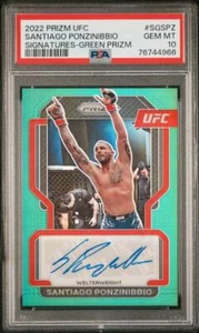 2022 Prizm UFC Signatures Green Prizm SANTIAGO PONZINIBBIO SP AUTO! PSA 10 GEM! - Picture 1 of 2