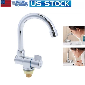 Chrome Copper Swivel Cold Water Faucet Tap Foldable for Boat RV Wash Basin - Picture 1 of 10