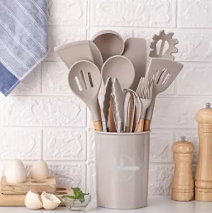 12-piece Premium Silicone kitchen utensil Set, Wooden Handles, Ready To Cook - Picture 1 of 2