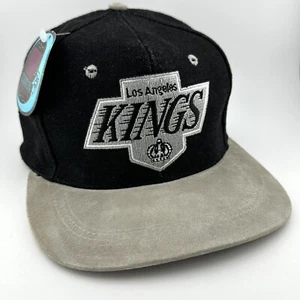 Vtg Los Angeles LA Kings Hat Snapback Cap Midnight Suede NHL Taiwan NWT 90s - Picture 1 of 17