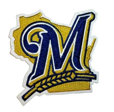 Parche bordado para hierro/coser con logotipo del equipo MLB de Milwaukee Brewers de 4 pulgadas Foto 1 de 3