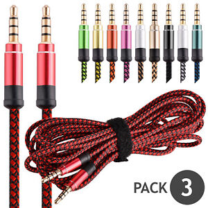 3x PACK 3.5mm AUX AUXILIARY Cable For iPhone iPod Samsung Car Audio Headphones