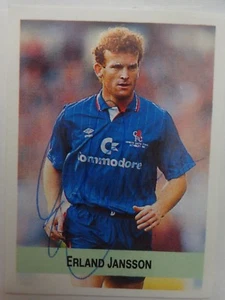 FOTO ADHESIVA ORIGINAL FIRMADA ERLAND JANSSON CHELSEA FÚTBOL 1990 SOL FÚTBOL - Imagen 1 de 1