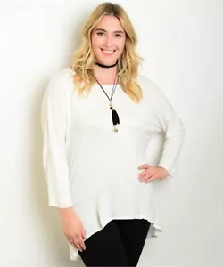 Womens Plus Size Ivory Jersey Knit Top 2XL Bell Sleeves New - Picture 1 of 3
