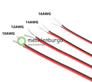 10/12/14/16 AWG Gauge Wire Flexible Silicone Copper Cables For RC Black Red NEW - Bild 1 von 18