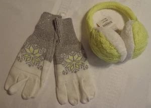Gymboree Cozy Ski Lodge Medium Snowflake Sparkle Gloves One Size Ear Muffs NWT  - Picture 1 of 3