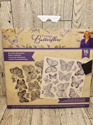 Estampillas acrílicas transparentes Crafters Companion vintage de mariposas 16 piezas NUEVAS Foto 1 de 3