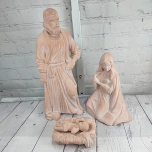 Terra Cotta Nativity Mary Joseph And Christ Child Baby Jesus - Picture 1 of 9