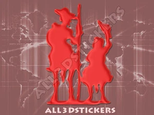 Adesivo Resinato 3D Don Chisciotte e Sancio Panza - Colore Rosso 110x70 mm. - Bild 1 von 1