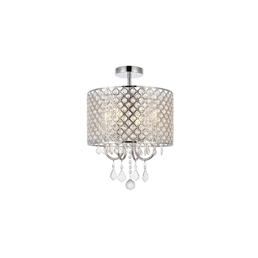 Living District Elise 4 Light 710F14 Flush Mount, Chrome - LD710F14C - Image 1 of 1