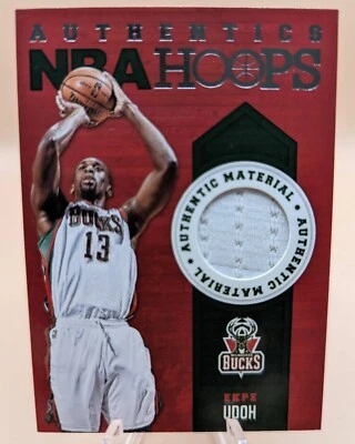 2013-14 Panini Hoops Ekpe Udoh NBA Hoops Authentics Relic Insert card #9 Bucks - Image 1 of 2