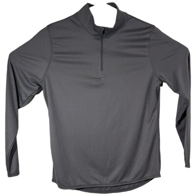 Womens Gray Long Sleeve 1/4 Zip Sweatshirt Shirt Medium Blank Plain Performance - Image 1 of 4