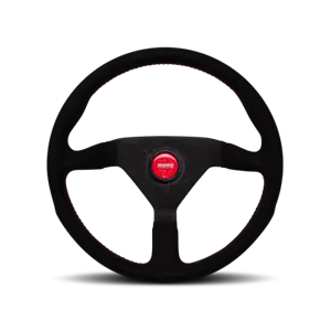 MOMO Montecarlo Black Alcantara 320MM Steering Wheel w/ Red Stitching New - Picture 1 of 1