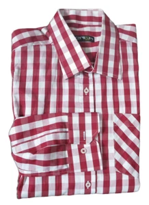 Merish Sports Wear Hemd Herrenhemd Rot kariert Gr. L Langarm Kentkragen - Bild 1 von 1