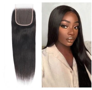 4x4 Brazilian Straight Closure free part Human hair black 18in - Picture 1 of 8