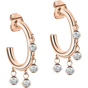 Women's Steel Earrings MORELLATO Rose Gold Plated Circles With Zircons SAKM54 - Picture 1 of 3