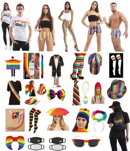 Gay Pride T-Shirt Printed Rainbow Socks Tie Fancy Dress Costume Accessories   - Picture 1 of 39