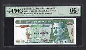 Guatemala One Quetzal 7-1-1987 P66 Uncirculated Graded 66