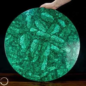 "Malachite Stone Coffee Table Top – Gemstone Round Center Table Top & Home Deco" - Picture 1 of 13