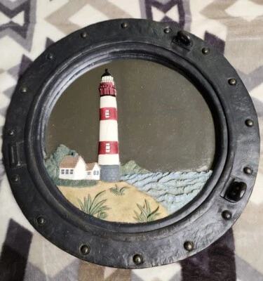 14" x 14" Lighthouse Mirror Nautical Themed  Island Bay Harbor Lake Ocean Decor - Image 1 of 2