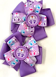 Beautiful Easter Bunny Feet and Nose Inspired Set of hair bows for girls. - Picture 1 of 2