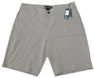Pantalones cortos de golf Travis Mathew Grommet 9” para hombre talla 35 caqui ligeros a cuadros - Imagen 1 de 7