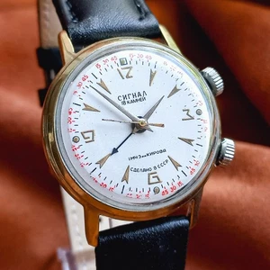 Reloj Pulsera Hombre Vintage Poljot Señal Alarma Soviético 18 Joyas Reparado - Imagen 1 de 12