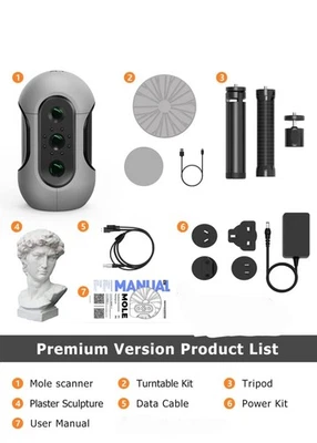 3DMakerpro Mole 3D Scanner Premium 10FPS Scanning Speed Realistic Reproduction - Image 1 of 4