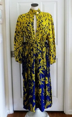 Maxi Proenza Schouler Azul Amarillo Viscosa Naranja Floral Funky Capas 6 $1390 Foto 1 de 4