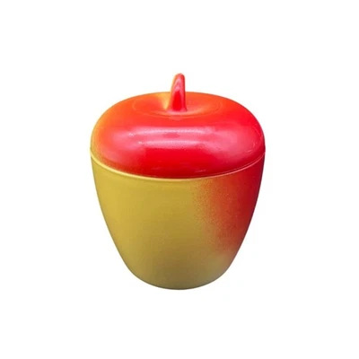 Vintage Hazel Atlas Red and Yellow Milk Glass Apple Shaped Jar Sugar Bowl - Image 1 of 4