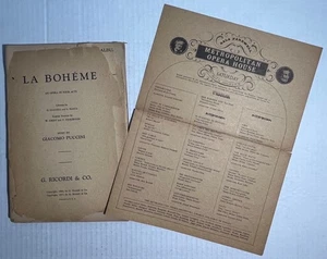 Antique 1917 Puccini La Bohème Libretto + 1966 Met Opera House Gala Farewell - Picture 1 of 15