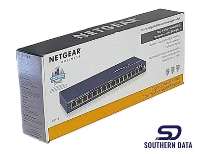 NETGEAR ProSafe 16 Port Gigabit Switch GS116 V2 with Power Supply - Image 1 of 3