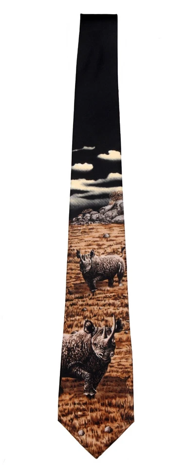 Corbata de novedad de rinoceronte de especies en peligro de extinción para hombre - Nueva con etiquetas Foto 1 de 1