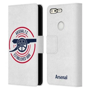 OFFICIAL ARSENAL FC CREST AND GUNNERS LOGO LEATHER BOOK CASE FOR GOOGLE PHONES - Picture 1 of 12